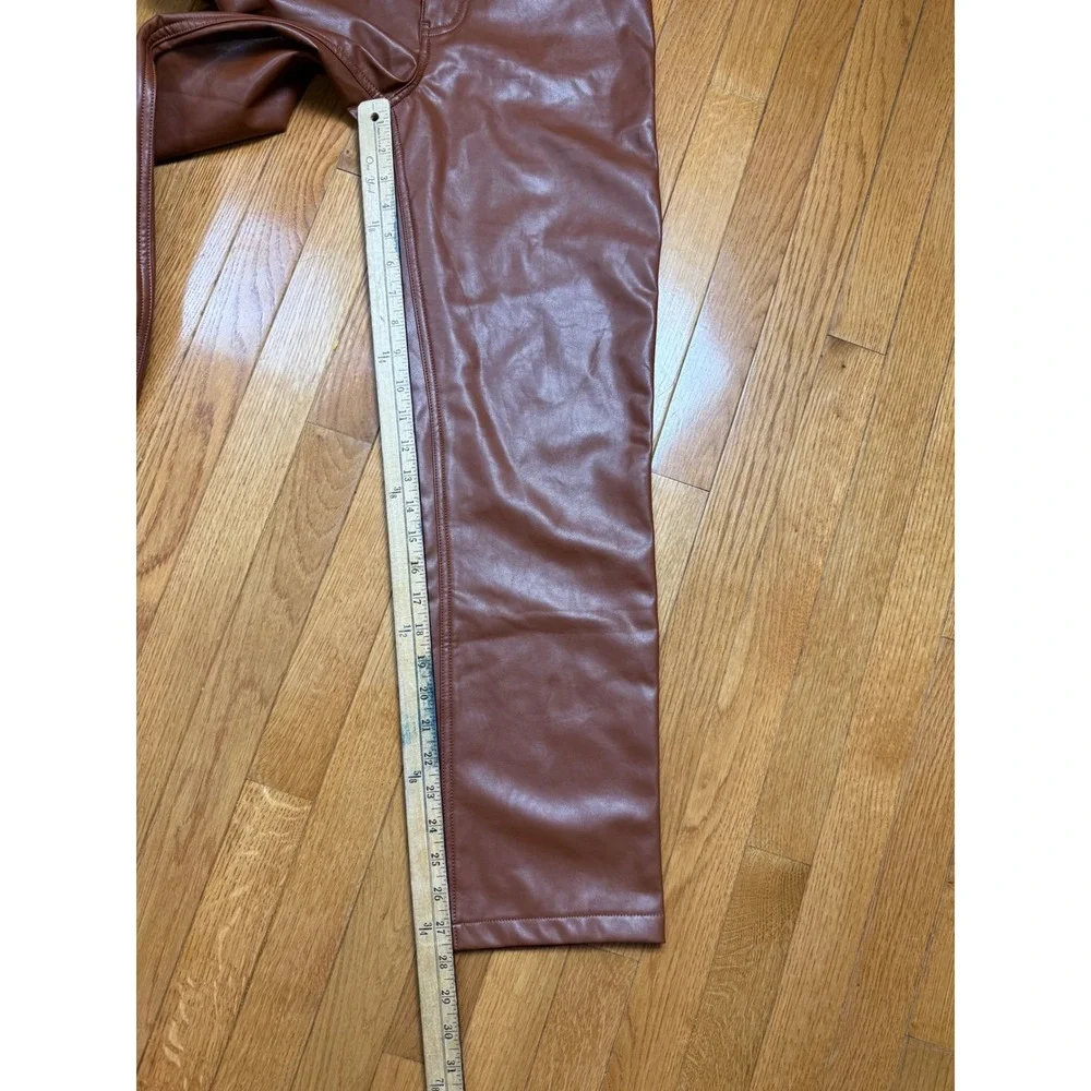 Abercrombie & Fitch 90s Straight Ultra High Rise Vegan Leather Pants Brown 27 4S